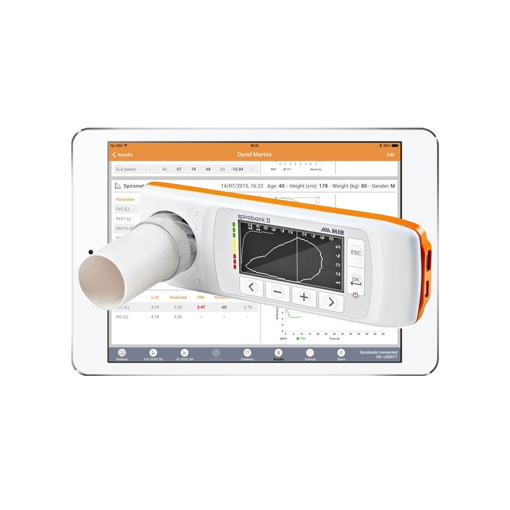 Σπιρόμετρο Spirobank II Smart MIR με SpO2 και 60 Τουρμπίνες ΜΧ FlowMir