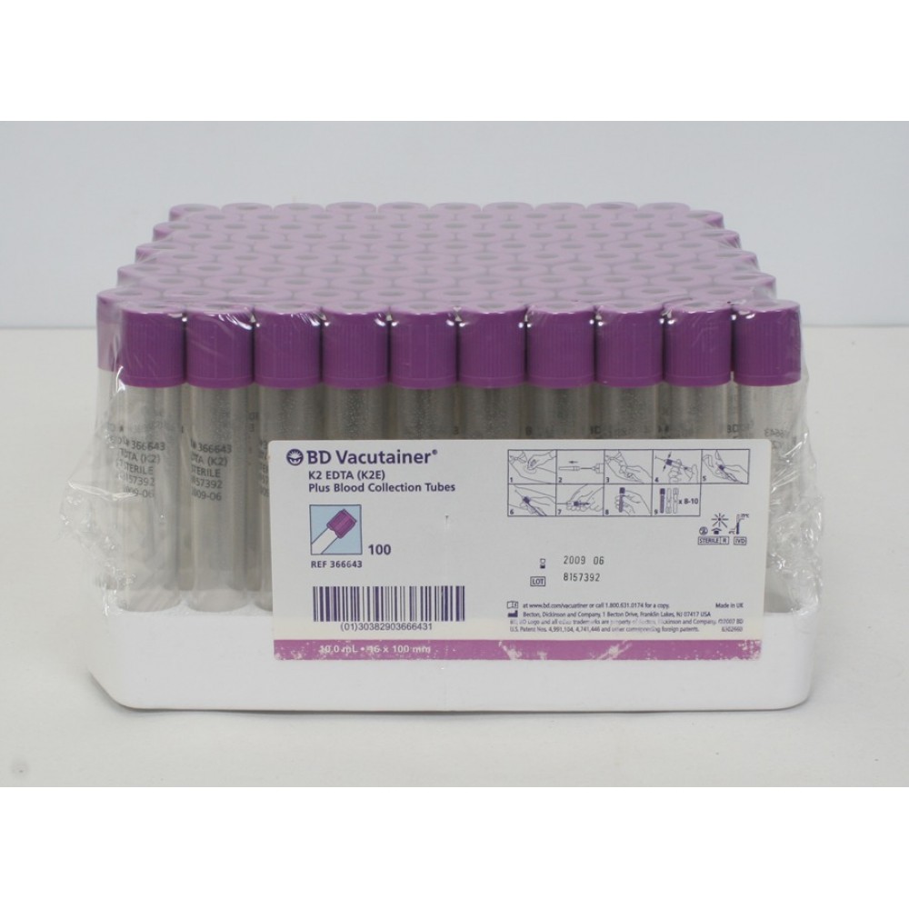 Φιαλίδια Αιμοληψίας Κ2EDTA μωβ 2ml Vacutainer 100τμχ