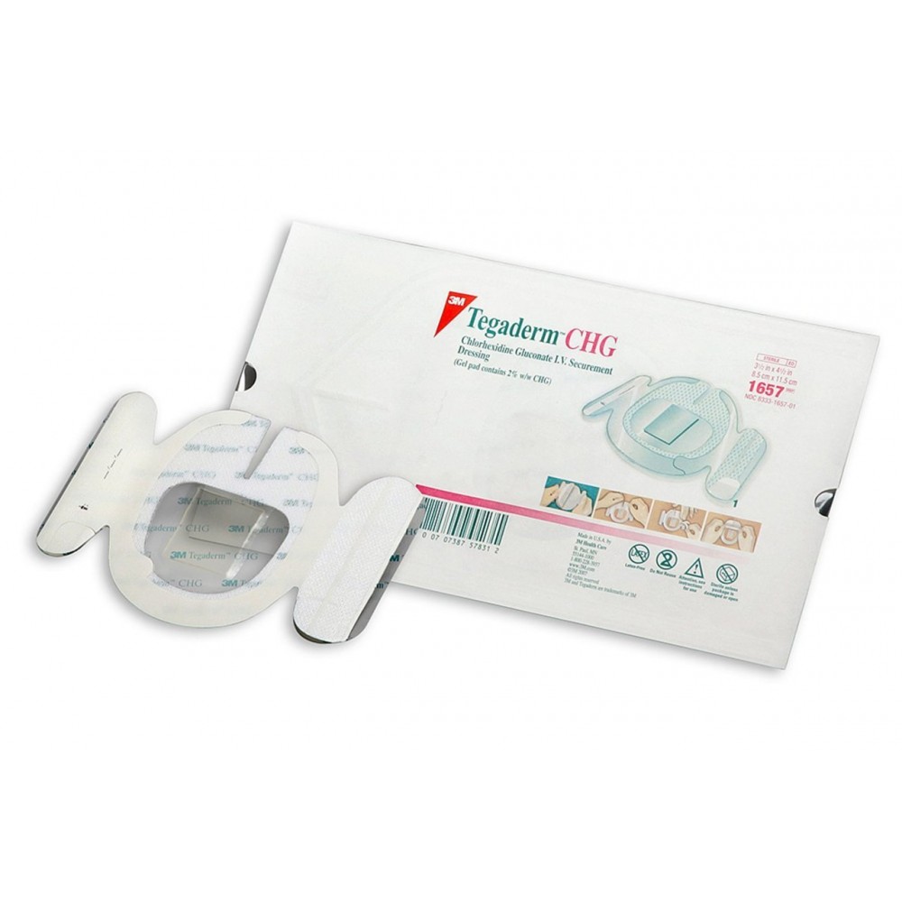 Επιθέματα Συγκράτησης Καθετήρων Ι.V. με Γλυκονική Χλωρεξιδίνη Tegaderm 3M CHG 1657R 8,5cm x 11,5cm
