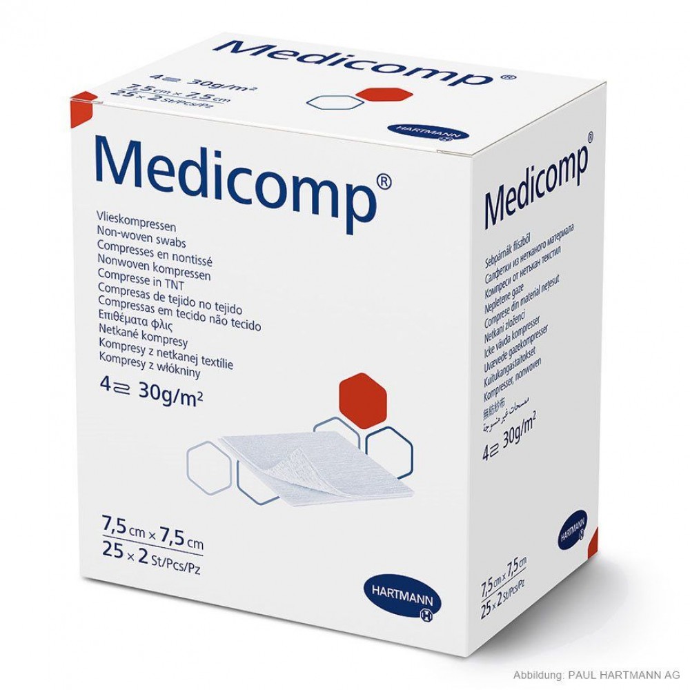 Μη Υφασμένες Γάζες Non Woven Medicomp Hartmann Αποστειρωμένη 4ply 5x5cm 25x2τμχ