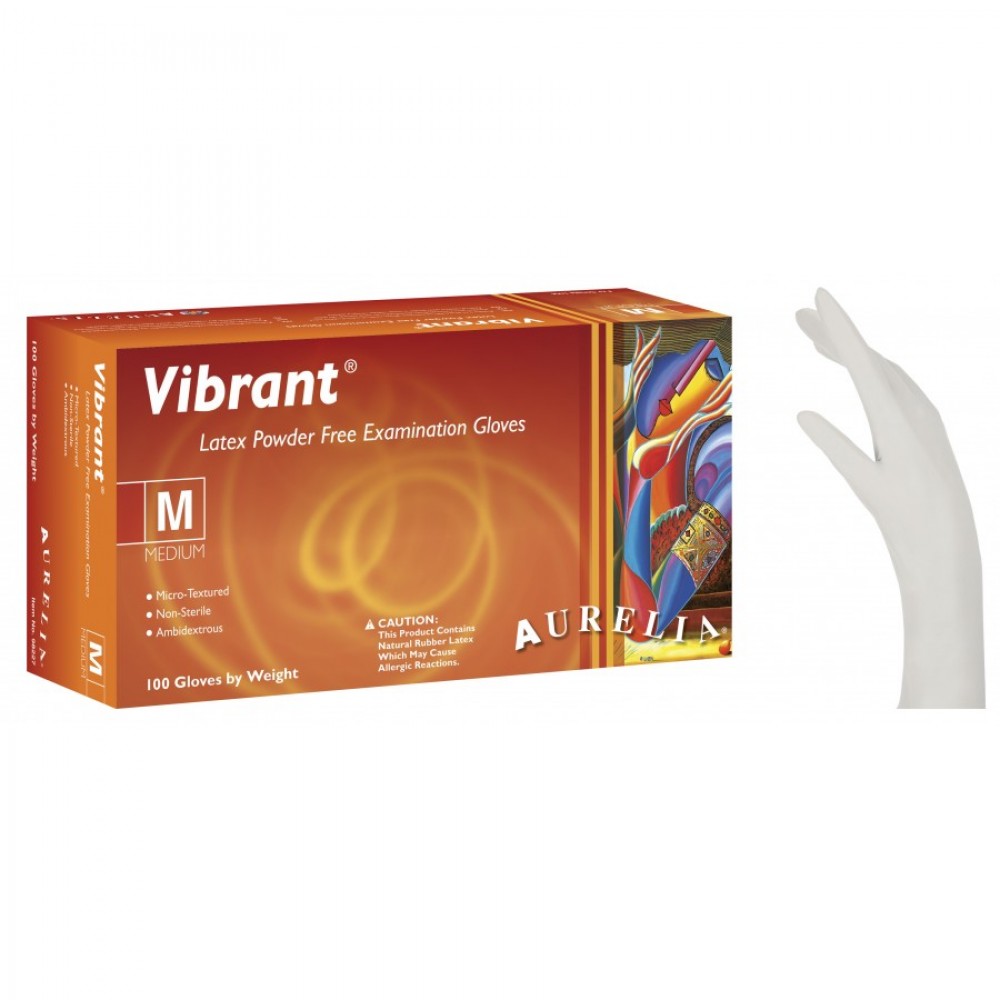 Γάντια Latex Vibrant Aurelia Χωρίς Πούδρα Λευκό 1000τμχ