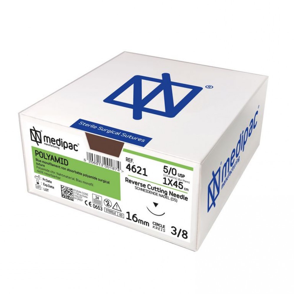 Ράμματα Polyamid 3/0 45εκ. 19χιλ. 3/8 του κύκλου αντιστρόφως κόπτουσα 4632 Medipac 24τμχ