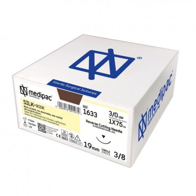 Ράμματα Μετάξι 2/0 75εκ. 16χιλ. 3/8 του κύκλου αντιστρόφως κόπτουσα 1624 Medipac 24τμχ