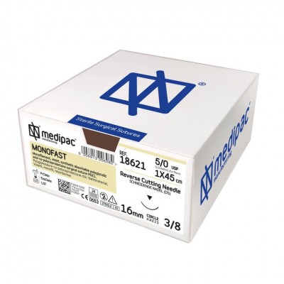 Ράμματα Monofast 3/0 75εκ. 19χιλ. 3/8 του κύκλου αντιστρόφως κόπτουσα 18633A Medipac 24τμχ