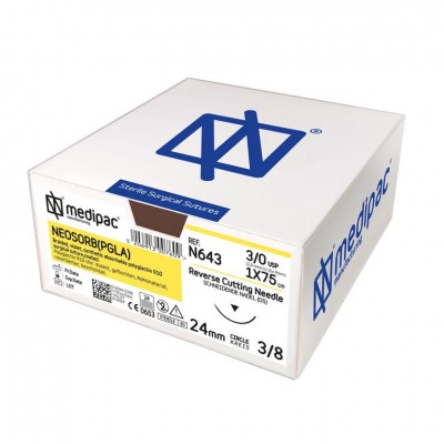 Ράμματα Neosorb (PGLA) 3/0 75εκ. 20χιλ. 1/2 του κύκλου στρογγυλή N923 Medipac 24τμχ