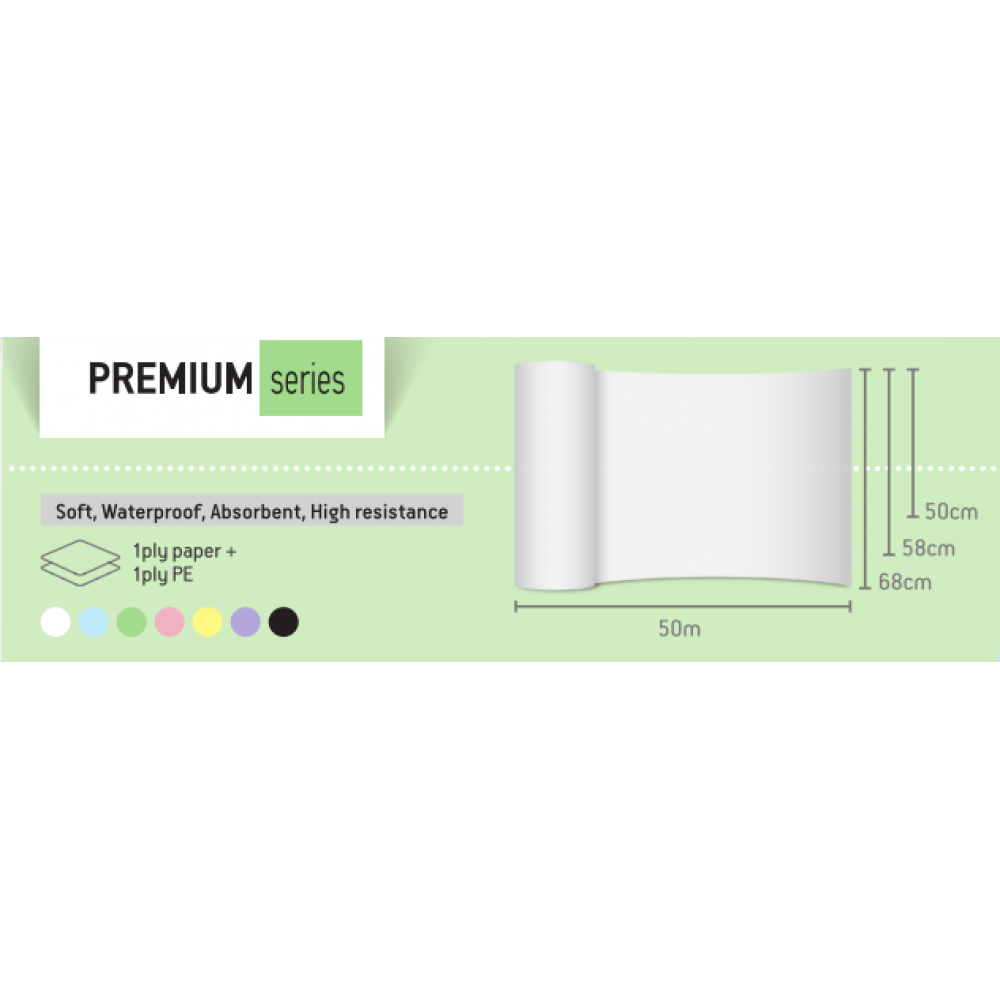 Εξεταστικά Ρολά Πλαστικοποιημένα Premium Πράσινο 58cm x 50m 12τμχ