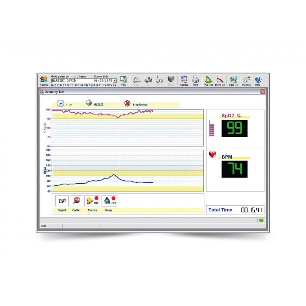 Σπιρόμετρο Spirolab MIR με SpO2 και Τουρμπίνα Πολλαπλών Χρήσεων