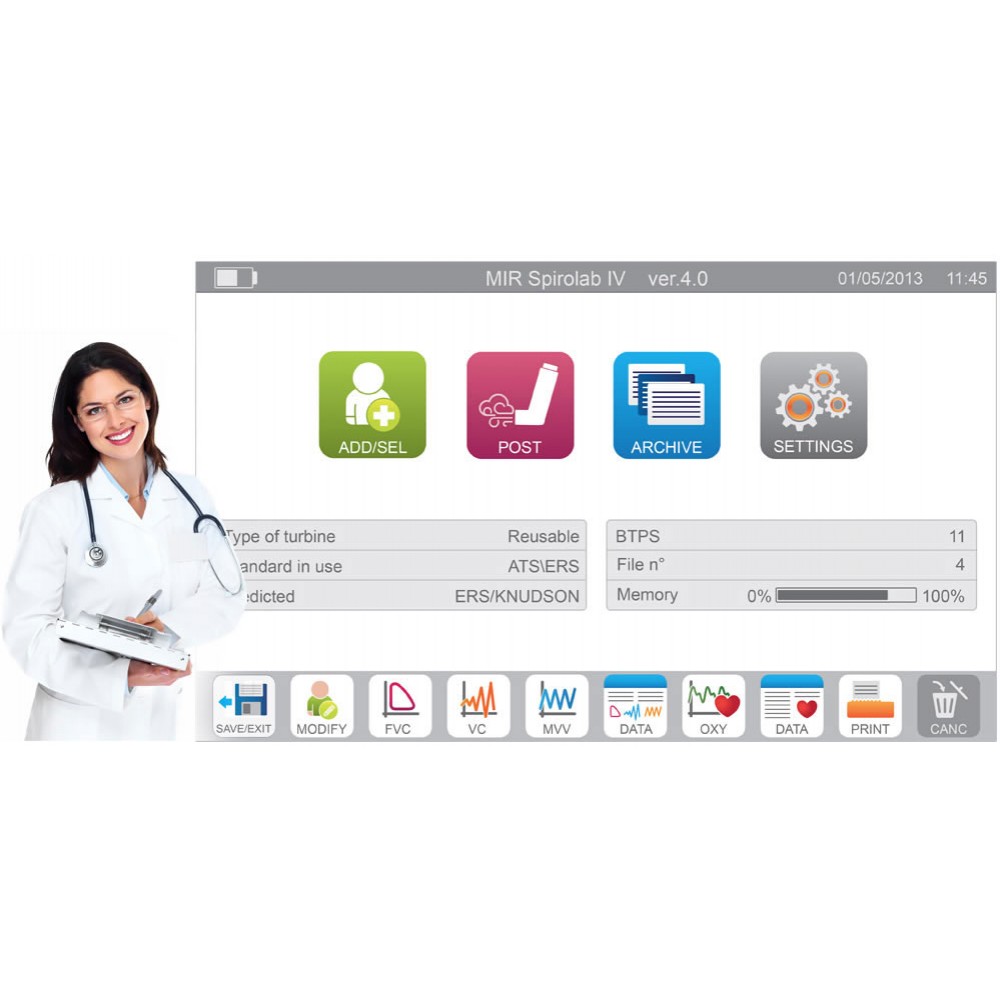 Σπιρόμετρο Spirolab MIR με SpO2 και Τουρμπίνα Πολλαπλών Χρήσεων
