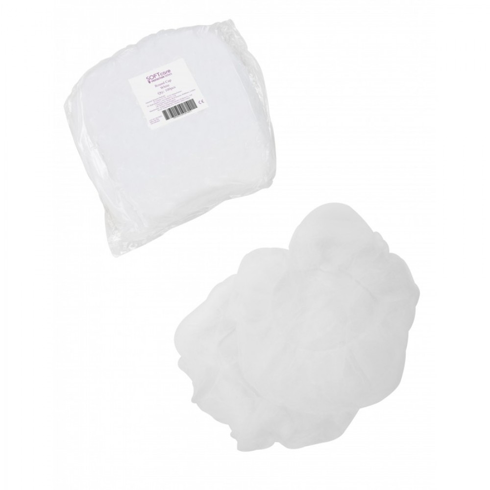 Σκούφια Non Woven με Λάστιχο Γύρω Soft λευκή 100τμχ