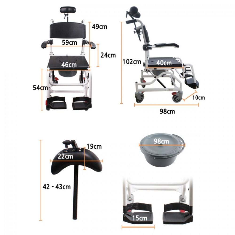 Καρέκλα αλουμινίου τροχήλατη, αδιάβροχη με WC 09-2-013 Vita