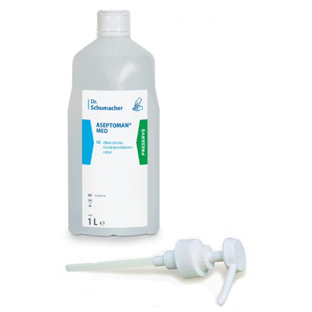 Αντισηπτικό Χεριών Dr Schumacher Aseptoman Med 1000ml με αντλία 72% αιθανόλη