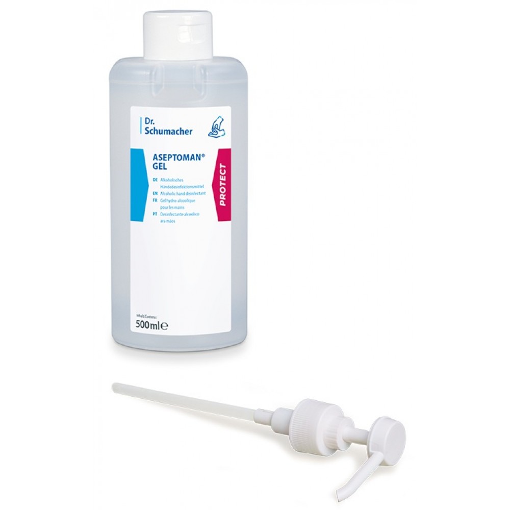 Αντισηπτικό Χεριών Dr Schumacher Aseptoman Gel 500ml με αντλία 85% αιθανόλη