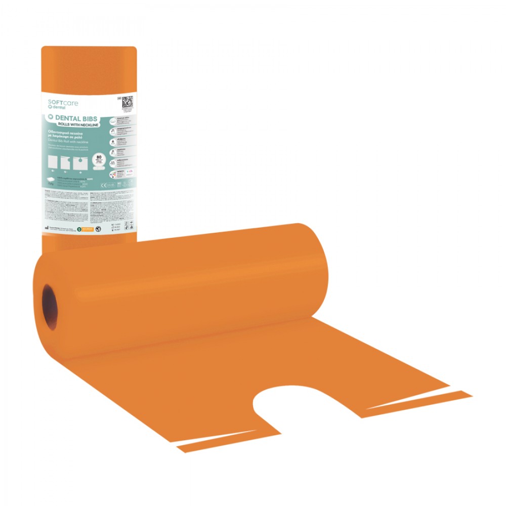 Οδοντιατρικές πετσέτες Soft Care σε Ρολό με Λαιμόκοψη  53 x 60cm Πορτοκαλί (80 τμχ)