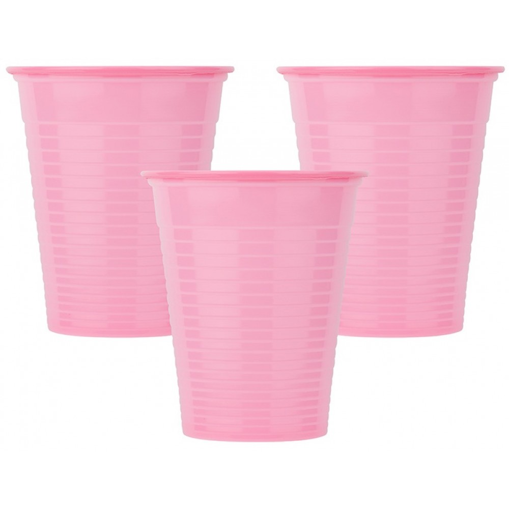 Οδοντιατρικά Πλαστικά Ποτηράκια Soft Care 180ml Ροζ 100τμχ