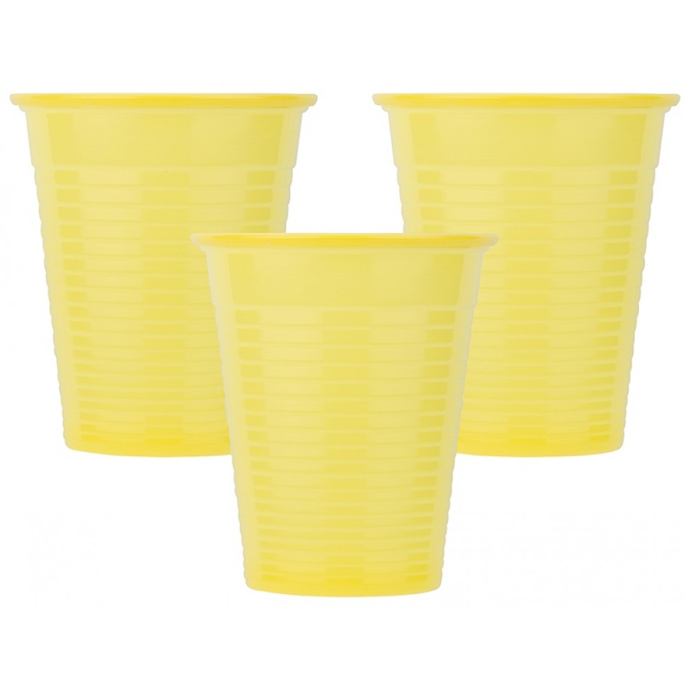 Οδοντιατρικά Πλαστικά Ποτηράκια Soft Care 180ml Κίτρινο 100τμχ