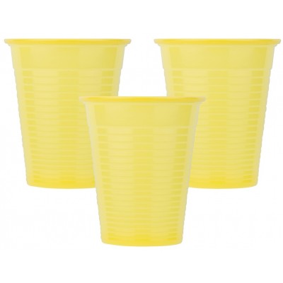 Οδοντιατρικά Πλαστικά Ποτηράκια Soft Care 180ml Κίτρινο 100τμχ