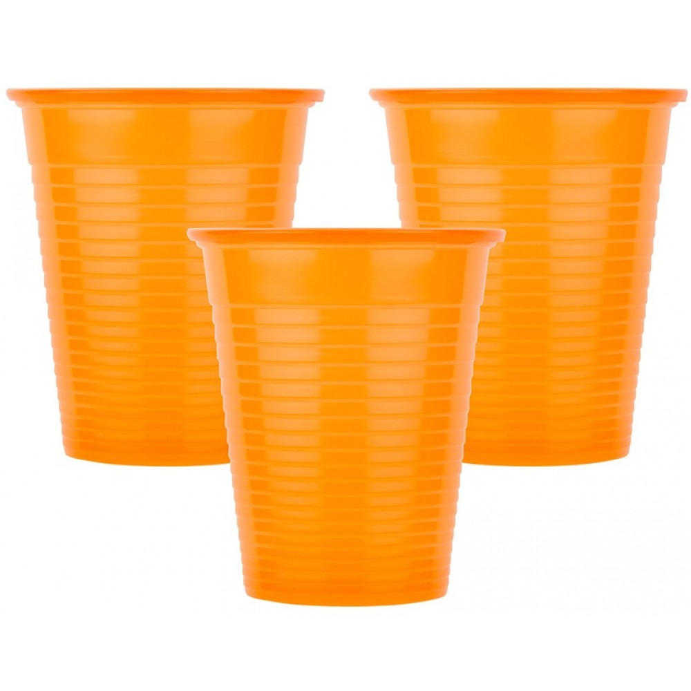 Οδοντιατρικά Πλαστικά Ποτηράκια Soft Care 180ml Πορτοκαλί 100τμχ
