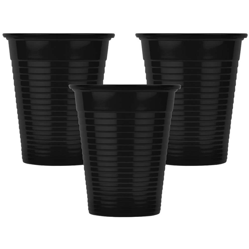 Οδοντιατρικά Πλαστικά Ποτηράκια Soft Care 180ml Μάυρο 100τμχ