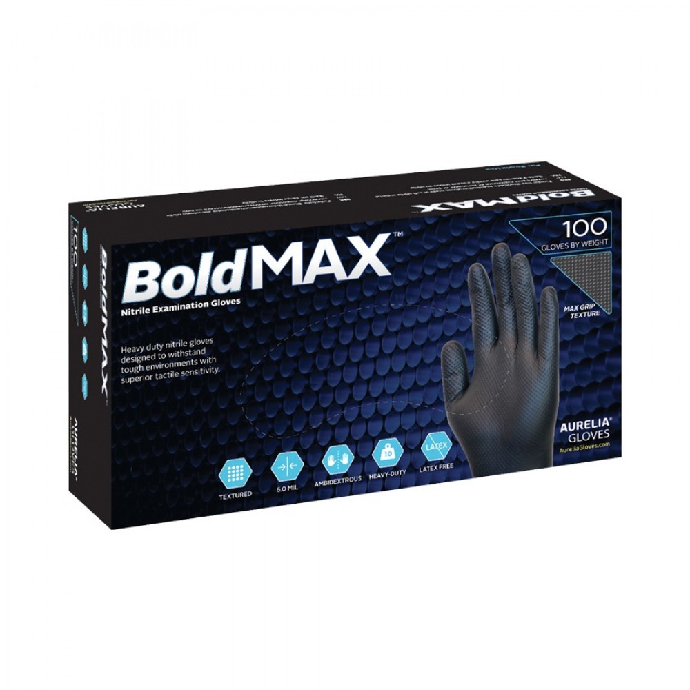 Γάντια Νιτριλίου Aurelia Bold Max Χωρίς Πούδρα Mαύρο 900/1000τμχ