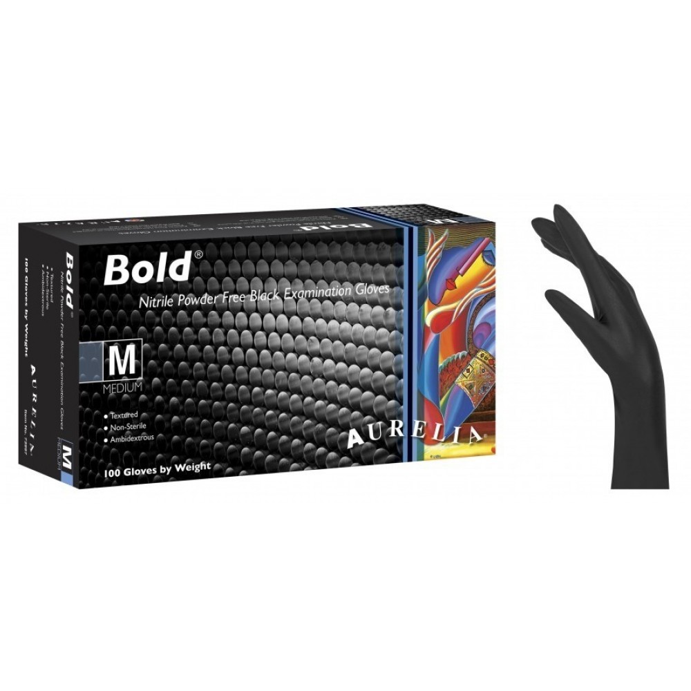 Γάντια Νιτριλίου Aurelia Bold Χωρίς Πούδρα Mαύρο 1000τμχ