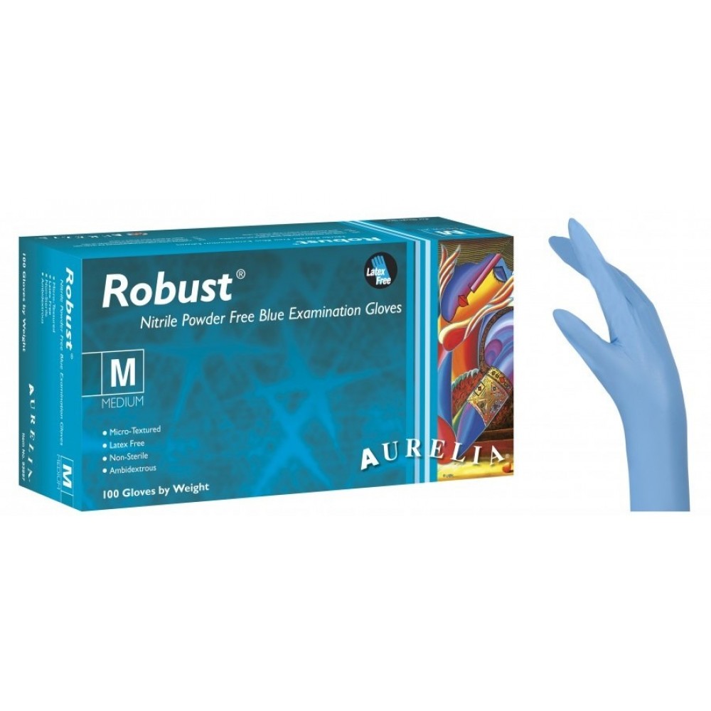 Γάντια Νιτριλίου Aurelia Robust Χωρίς Πούδρα Μπλε 1000τμχ